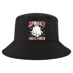 Groovy Spooky Social Worker Women Halloween Cute Ghost Cool Comfort Performance Bucket Hat