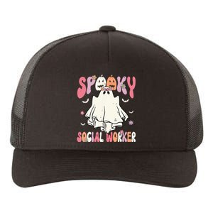 Groovy Spooky Social Worker Women Halloween Cute Ghost Yupoong Adult 5-Panel Trucker Hat