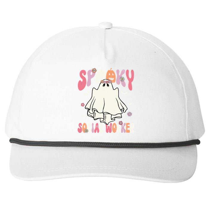 Groovy Spooky Social Worker Women Halloween Cute Ghost Snapback Five-Panel Rope Hat