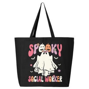 Groovy Spooky Social Worker Women Halloween Cute Ghost 25L Jumbo Tote