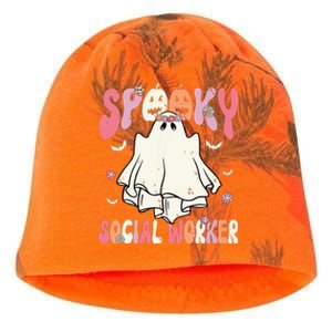 Groovy Spooky Social Worker Women Halloween Cute Ghost Kati - Camo Knit Beanie