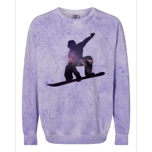 Galaxy Space Ski Boarding Colorblast Crewneck Sweatshirt