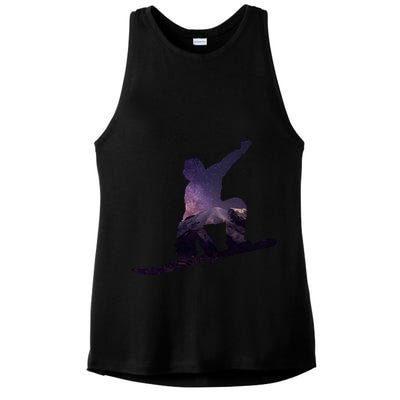 Galaxy Space Ski Boarding Ladies PosiCharge Tri-Blend Wicking Tank