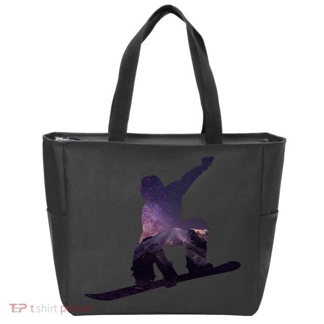 Galaxy Space Ski Boarding Zip Tote Bag