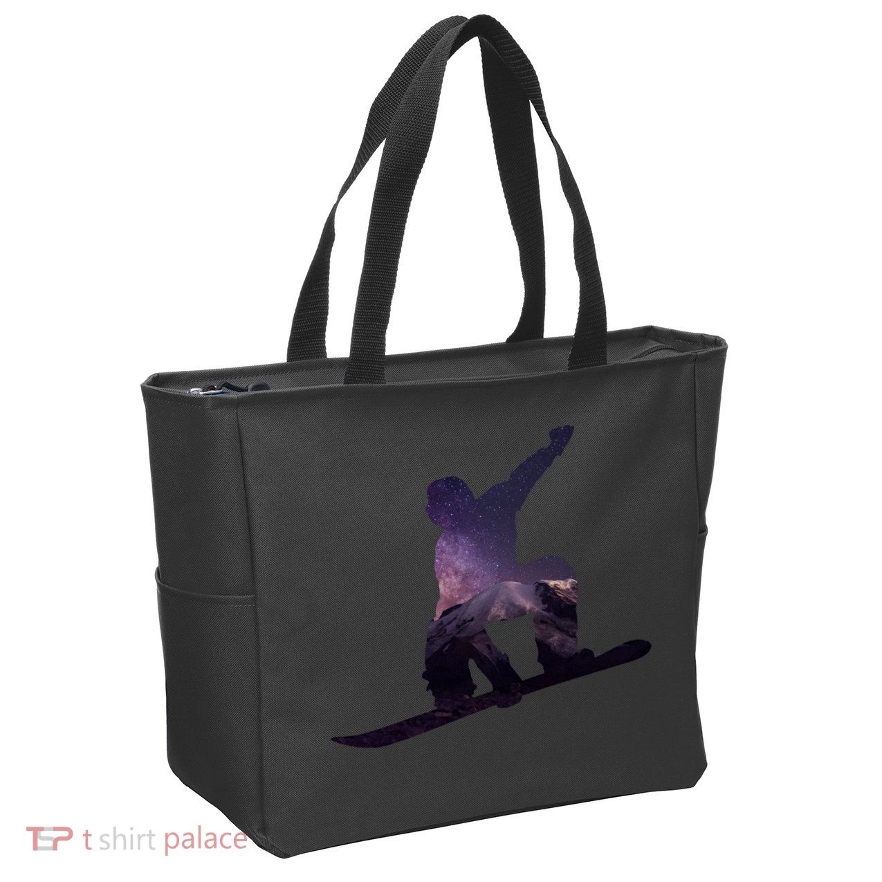 Galaxy Space Ski Boarding Zip Tote Bag