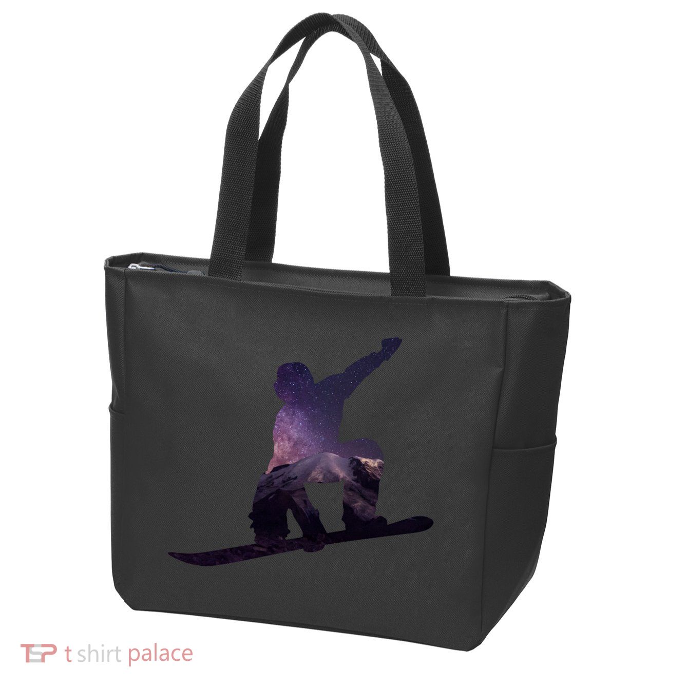 Galaxy Space Ski Boarding Zip Tote Bag
