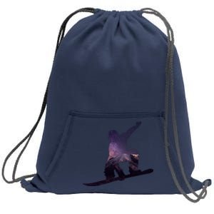 Galaxy Space Ski Boarding Sweatshirt Cinch Pack Bag