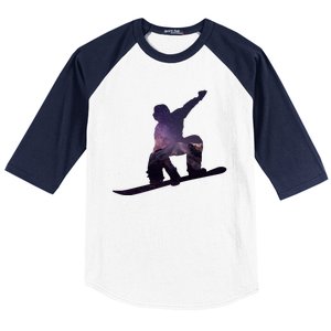 Galaxy Space Ski Boarding Baseball Sleeve Shirt