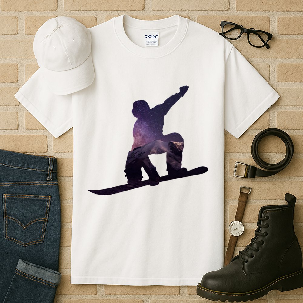 Galaxy Space Ski Boarding Tall T-Shirt