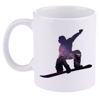 Galaxy Space Ski Boarding 11oz C Handle Ceramic Mug