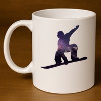 Galaxy Space Ski Boarding 11oz C Handle Ceramic Mug