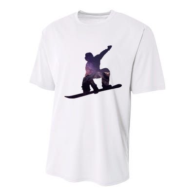 Galaxy Space Ski Boarding Youth Performance Sprint T-Shirt