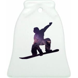 Galaxy Space Ski Boarding Ceramic Bell Ornament