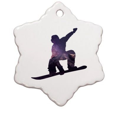 Galaxy Space Ski Boarding Ceramic Star Ornament