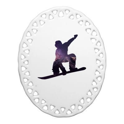 Galaxy Space Ski Boarding Ceramic Oval Ornament