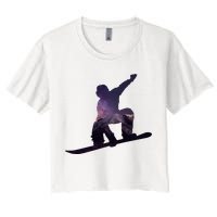 Galaxy Space Ski Boarding Women's Crop Top Tee