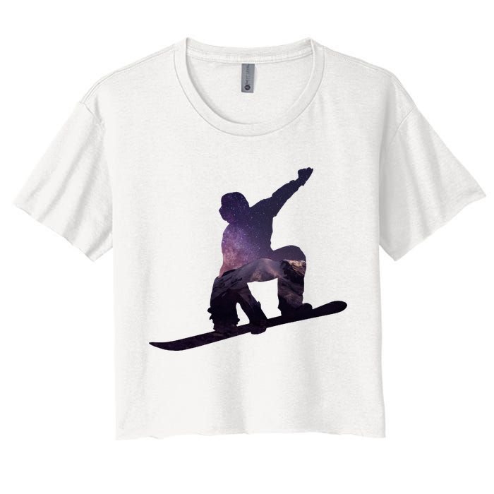 Galaxy Space Ski Boarding Women's Crop Top Tee