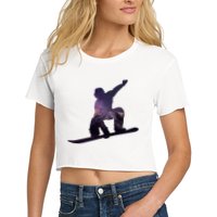 Galaxy Space Ski Boarding Women's Crop Top Tee