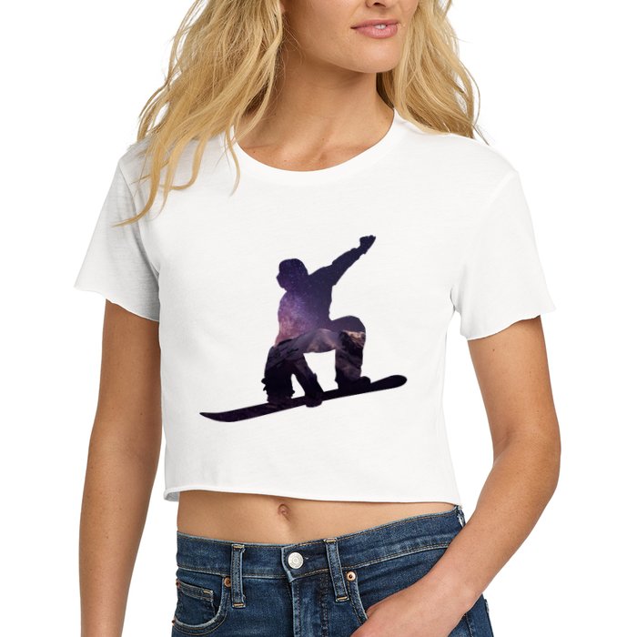 Galaxy Space Ski Boarding Women's Crop Top Tee