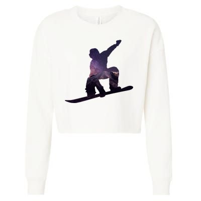 Galaxy Space Ski Boarding Cropped Pullover Crew