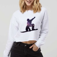 Galaxy Space Ski Boarding Cropped Pullover Crew