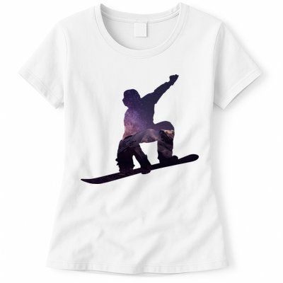 Galaxy Space Ski Boarding Womens T-Shirt
