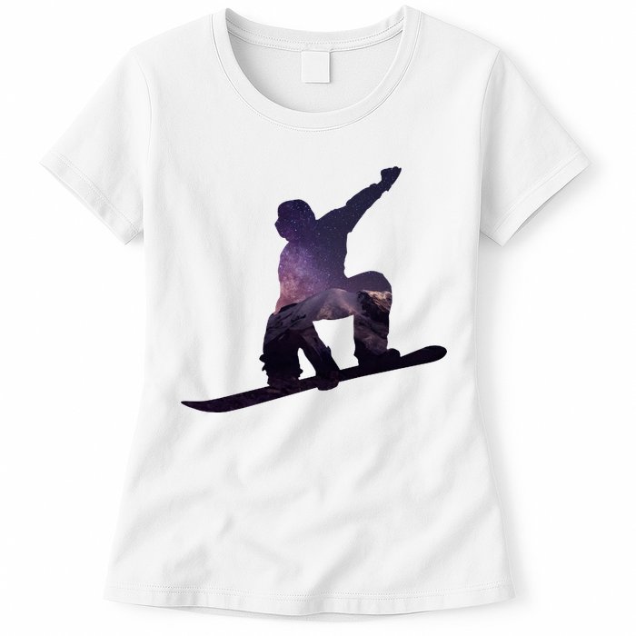 Galaxy Space Ski Boarding Womens T-Shirt