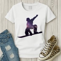 Galaxy Space Ski Boarding Womens T-Shirt