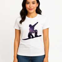 Galaxy Space Ski Boarding Womens T-Shirt