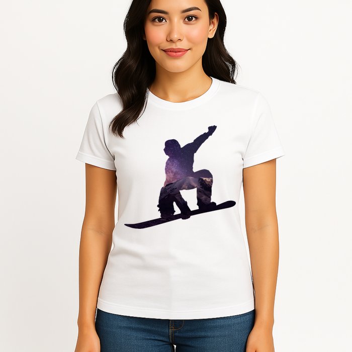 Galaxy Space Ski Boarding Womens T-Shirt