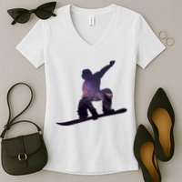 Galaxy Space Ski Boarding Women's V-Neck T-Shirt