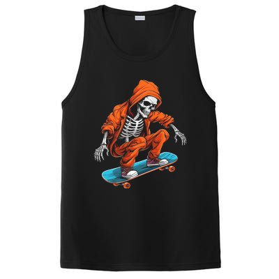 Ghost Skeleton Skater Cap Skateboard Halloween Skull Gift PosiCharge Competitor Tank