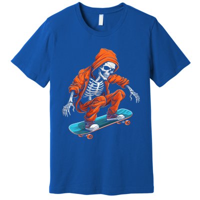 Ghost Skeleton Skater Cap Skateboard Halloween Skull Gift Premium T-Shirt