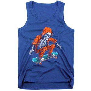 Ghost Skeleton Skater Cap Skateboard Halloween Skull Gift Tank Top