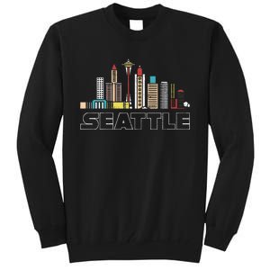 Grunge Seattle Skyline Distressed Look Design Tall Sweatshirt