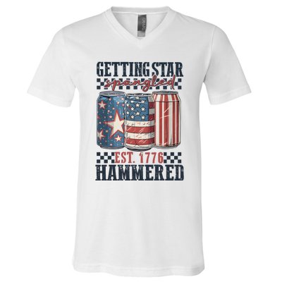 Getting Star Spangled Hammered Independence Day V-Neck T-Shirt