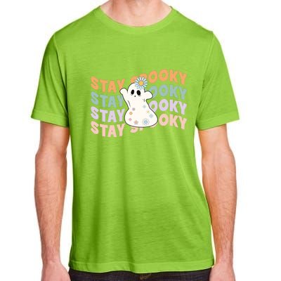 Groovy Stay Spooky Vibes Retro Floral Ghost Hippie Halloween Adult ChromaSoft Performance T-Shirt