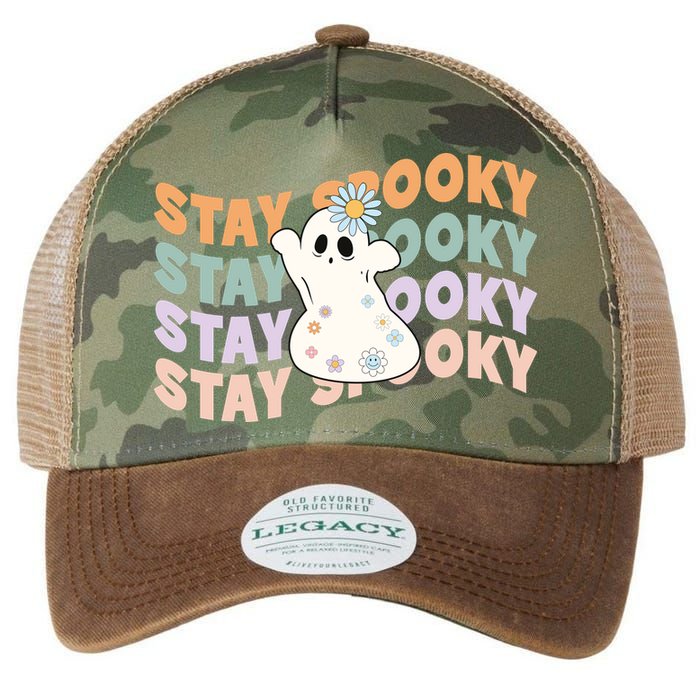 Groovy Stay Spooky Vibes Retro Floral Ghost Hippie Halloween Legacy Tie Dye Trucker Hat