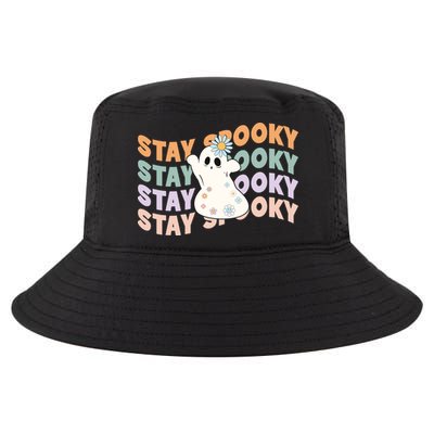 Groovy Stay Spooky Vibes Retro Floral Ghost Hippie Halloween Cool Comfort Performance Bucket Hat