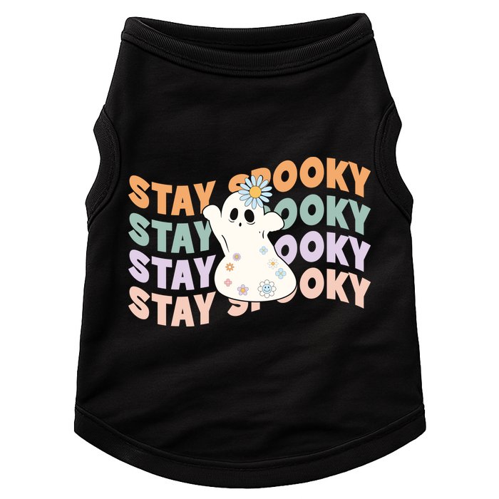 Groovy Stay Spooky Vibes Retro Floral Ghost Hippie Halloween Doggie Tank