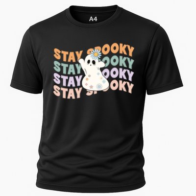 Groovy Stay Spooky Vibes Retro Floral Ghost Hippie Halloween Performance Shirt