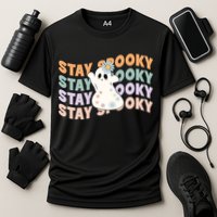 Groovy Stay Spooky Vibes Retro Floral Ghost Hippie Halloween Performance Shirt
