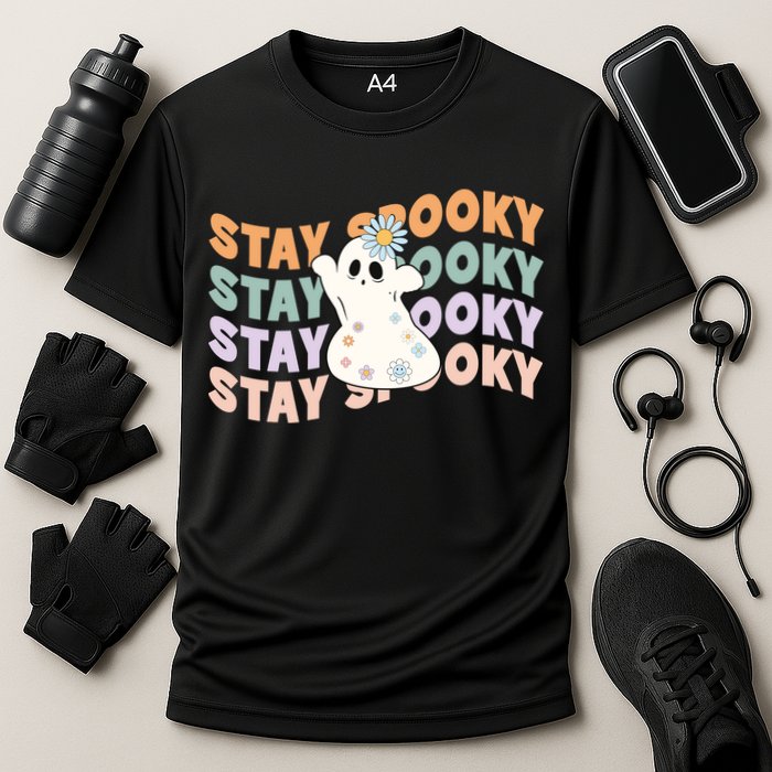 Groovy Stay Spooky Vibes Retro Floral Ghost Hippie Halloween Performance Shirt