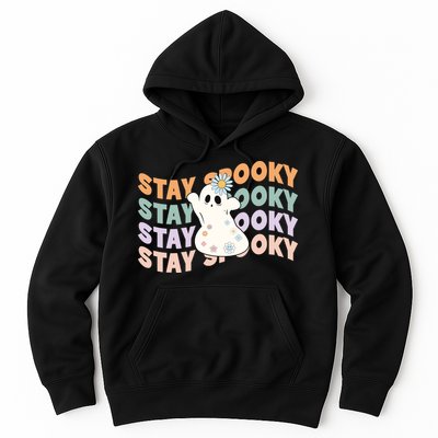 Groovy Stay Spooky Vibes Retro Floral Ghost Hippie Halloween Hoodie