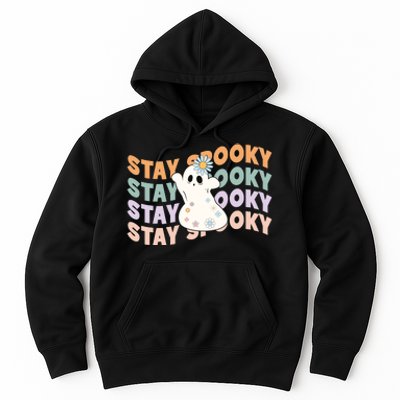 Groovy Stay Spooky Vibes Retro Floral Ghost Hippie Halloween Hoodie