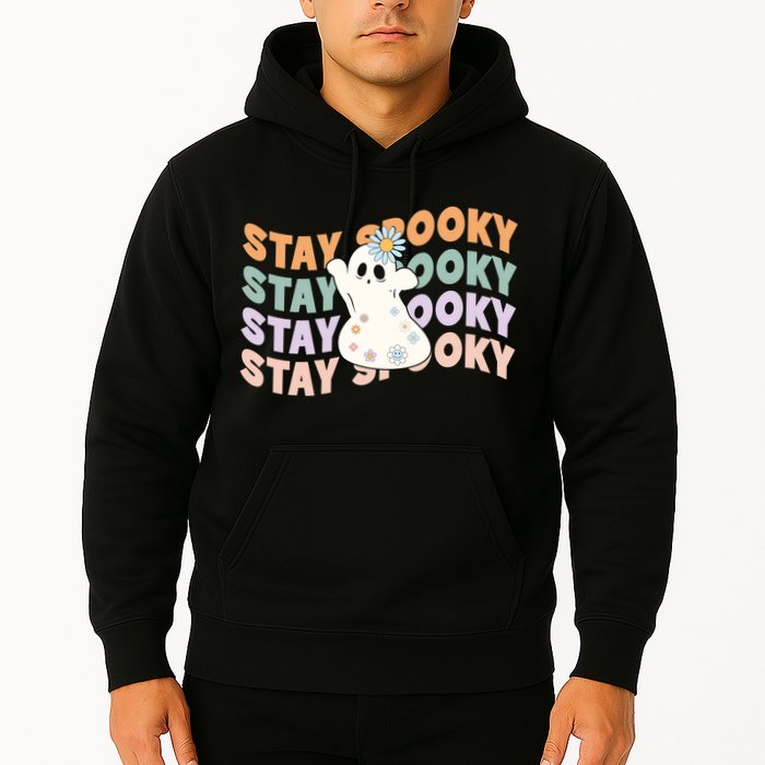 Groovy Stay Spooky Vibes Retro Floral Ghost Hippie Halloween Hoodie