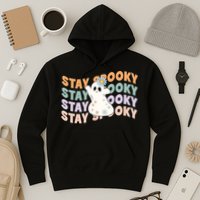 Groovy Stay Spooky Vibes Retro Floral Ghost Hippie Halloween Hoodie