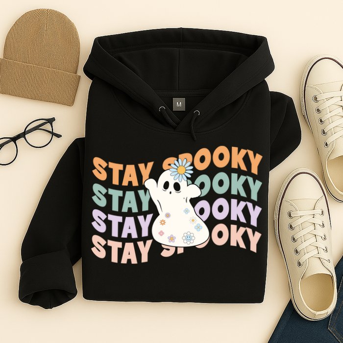 Groovy Stay Spooky Vibes Retro Floral Ghost Hippie Halloween Hoodie