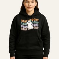 Groovy Stay Spooky Vibes Retro Floral Ghost Hippie Halloween Hoodie