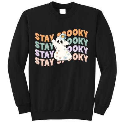 Groovy Stay Spooky Vibes Retro Floral Ghost Hippie Halloween Sweatshirt